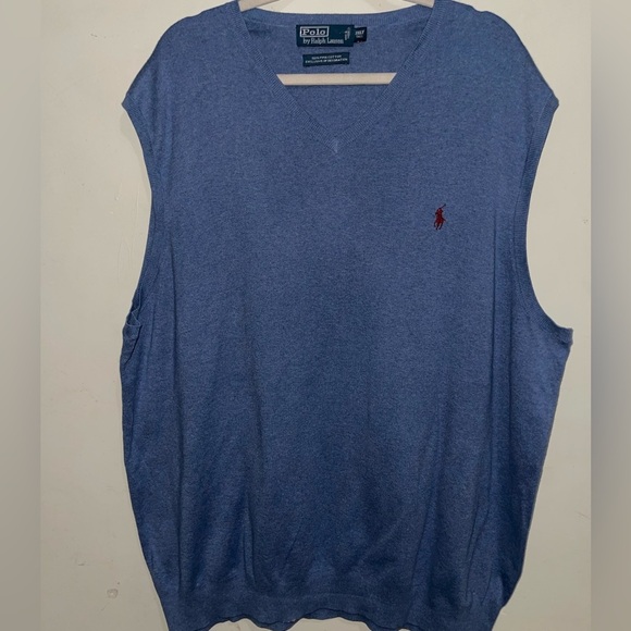 - Polo by Ralph Lauren Men's Blue V-Neck Sweater vest Bundle - Picture 6 of 8